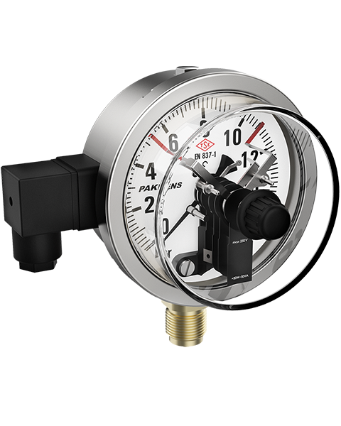 MK100-24 ĐỒNG HỒ ÁP SUẤT 3 KIM TIẾP ĐIỂM ĐIỆN CHÂN ĐỒNG PAKKENS